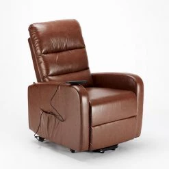 LE ROI DU RELAX Fauteuil Fauteuil électrique En Similicuir élévateur Inclinable équipé De Roues Elizabeth II | Couleur: Marron -Pas Cher Fauteuil Magasin 34685617 3