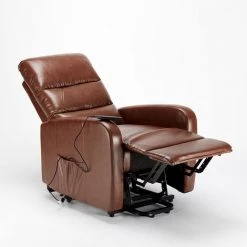 LE ROI DU RELAX Fauteuil Fauteuil électrique En Similicuir élévateur Inclinable équipé De Roues Elizabeth II | Couleur: Marron -Pas Cher Fauteuil Magasin 34685617 4