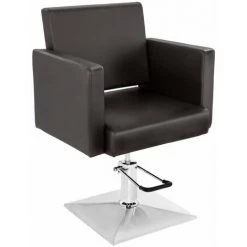 HELLOSHOP26 Fauteuil De Barbier Acier Similicuir Pivotement Sur 360° Marron - Marron
