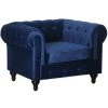 HABITAT ET JARDIN Fauteuil Chesterfield Velours "Aliza" - 111 X 82 X 70 Cm - Bleu Marine -Pas Cher Fauteuil Magasin 34833443 1