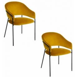 ATMOSPHERA, CRATEUR D'INTRIEUR Lot De 2 Fauteuils En Velours "Siron" 82cm Moutarde