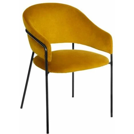 ATMOSPHERA, CRATEUR D'INTRIEUR Lot De 2 Fauteuils En Velours "Siron" 82cm Moutarde 4 ATMOSPHERA, CRATEUR D'INTRIEUR Lot De 2 Fauteuils En Velours "Siron" 82cm Moutarde – Image 2