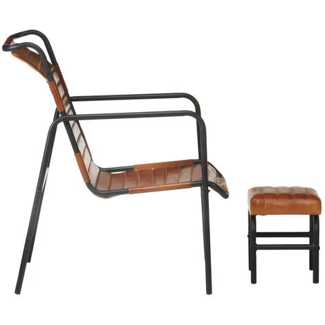 ASUPERMALL Fauteuil De Relaxation Avec Repose-pied Marron Cuir Veritable 5 ASUPERMALL Fauteuil De Relaxation Avec Repose-pied Marron Cuir Veritable – Image 3