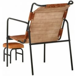 ASUPERMALL Fauteuil De Relaxation Avec Repose-pied Marron Cuir Veritable 10 ASUPERMALL Fauteuil De Relaxation Avec Repose-pied Marron Cuir Veritable -Pas Cher Fauteuil Magasin 34966893 4