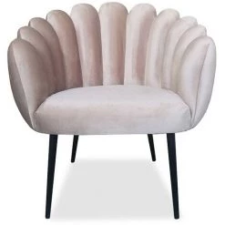 MEUBLER DESIGN Fauteuil Velours Design Lounge - Velours Taupe, Métal, Mousse Polyéthylène, Style Art Déco, 67 X 64 X 77 Cm