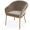 MEUBLER DESIGN Chaise Avec Accoudoirs Velours Pied Or Muleur - Velours Taupe, Métal, Mousse Polyéthylène, Style Art Déco, 60 X 60 X 78 Cm - Velours Taupe