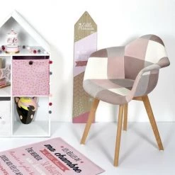HOME DÉCO FACTORY Fauteuil Scandinave Patchwork Rose Gris Pieds Bois - Rose - Rose/gris 8 HOME DÉCO FACTORY Fauteuil Scandinave Patchwork Rose Gris Pieds Bois - Rose - Rose/gris -Pas Cher Fauteuil Magasin 35235780 2
