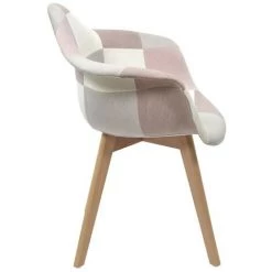 HOME DÉCO FACTORY Fauteuil Scandinave Patchwork Rose Gris Pieds Bois - Rose - Rose/gris 10 HOME DÉCO FACTORY Fauteuil Scandinave Patchwork Rose Gris Pieds Bois - Rose - Rose/gris -Pas Cher Fauteuil Magasin 35235780 4
