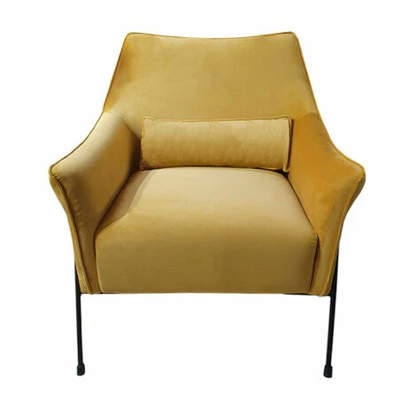MEUBLETMOI Fauteuil En Velours Jaune Avec Piètement En Métal Noir - LENI - Jaune 5 MEUBLETMOI Fauteuil En Velours Jaune Avec Piètement En Métal Noir - LENI - Jaune – Image 3
