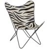 Paris Prix - Fauteuil Papillon En Cuir "savane" 86cm Noir & Blanc