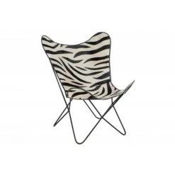 Paris Prix - Fauteuil Papillon En Cuir "savane" 86cm Noir & Blanc 8 Paris Prix - Fauteuil Papillon En Cuir "savane" 86cm Noir & Blanc -Pas Cher Fauteuil Magasin 35605945 2