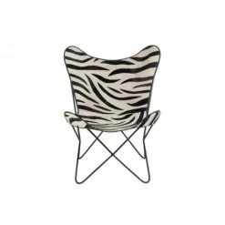 Paris Prix - Fauteuil Papillon En Cuir "savane" 86cm Noir & Blanc 9 Paris Prix - Fauteuil Papillon En Cuir "savane" 86cm Noir & Blanc -Pas Cher Fauteuil Magasin 35605945 3