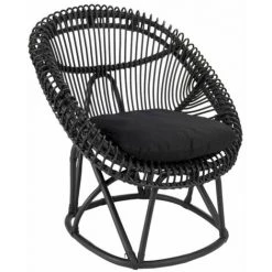 Paris Prix - Fauteuil Design En Rotin "margot" 86cm Noir