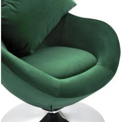 Fauteuil Pivotant En Forme D’œuf Et Coussin Vert Foncé Velours VidaXL -Pas Cher Fauteuil Magasin 35613886 5