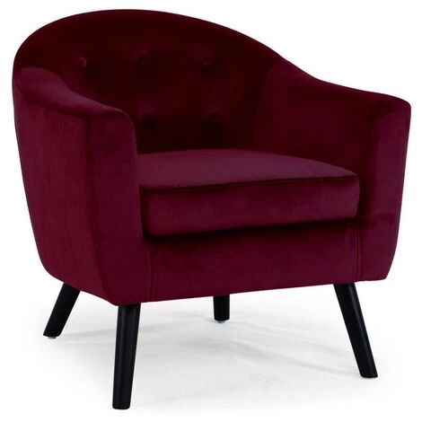 Paris Prix - Fauteuil Scandinave Velours "lopy" 79cm Bordeaux 3 Paris Prix - Fauteuil Scandinave Velours "lopy" 79cm Bordeaux