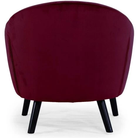 Paris Prix - Fauteuil Scandinave Velours "lopy" 79cm Bordeaux 4 Paris Prix - Fauteuil Scandinave Velours "lopy" 79cm Bordeaux – Image 2