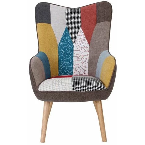 Paris Prix - Fauteuil Design Patchwork "artic" 100cm Multicolore 4 Paris Prix - Fauteuil Design Patchwork "artic" 100cm Multicolore – Image 2