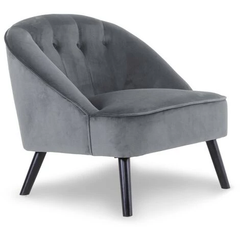 Paris Prix - Fauteuil Scandinave Velours "flam" 76cm Gris 3 Paris Prix - Fauteuil Scandinave Velours "flam" 76cm Gris