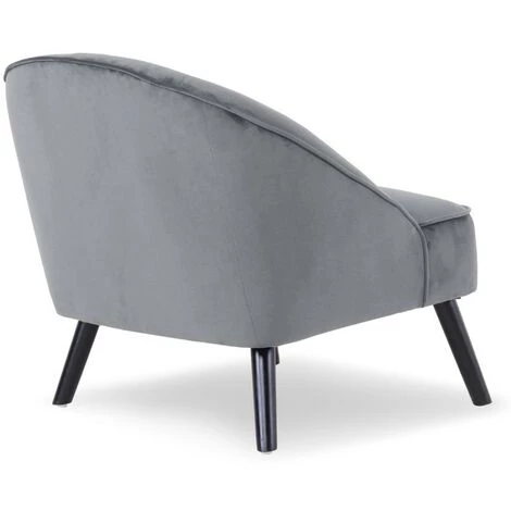 Paris Prix - Fauteuil Scandinave Velours "flam" 76cm Gris 4 Paris Prix - Fauteuil Scandinave Velours "flam" 76cm Gris – Image 2