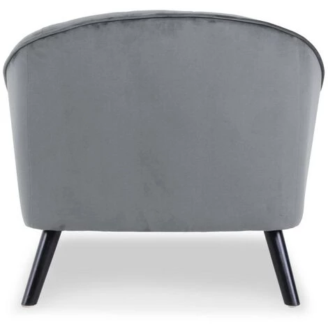 Paris Prix - Fauteuil Scandinave Velours "flam" 76cm Gris 6 Paris Prix - Fauteuil Scandinave Velours "flam" 76cm Gris – Image 4
