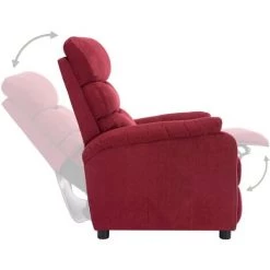 TRUE DEAL Fauteuil Inclinable Rouge Bordeaux Tissu -Pas Cher Fauteuil Magasin 35838515 5