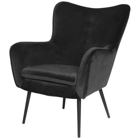 MEUBLER DESIGN Fauteuil En Velours Design Zola - Noir, Velours, Style Art Déco, 69 X 68 X 90 Cm 4 MEUBLER DESIGN Fauteuil En Velours Design Zola - Noir, Velours, Style Art Déco, 69 X 68 X 90 Cm – Image 2