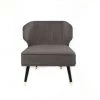 MEUBLER DESIGN Fauteuil Crapaud Velours Plissé Pied Effet Laiton Daroco - Velours Taupe, Style Art Déco, 66.5 X 66.5 X 77 Cm