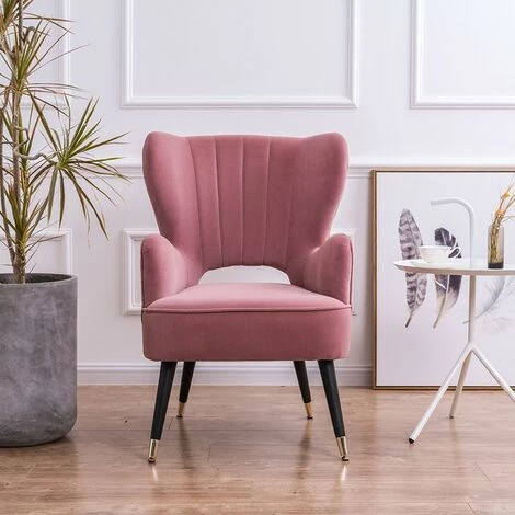 MEUBLER DESIGN Fauteuil Design Pied Effet Laiton Trendy - Rose, Tissu, Bois, Métal, Style Art Déco, 73 X 67 X 91 Cm - Rose 4 MEUBLER DESIGN Fauteuil Design Pied Effet Laiton Trendy - Rose, Tissu, Bois, Métal, Style Art Déco, 73 X 67 X 91 Cm - Rose – Image 2
