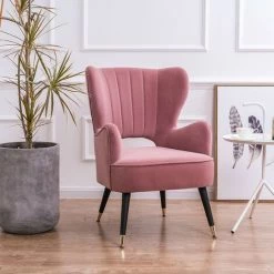MEUBLER DESIGN Fauteuil Design Pied Effet Laiton Trendy - Rose, Tissu, Bois, Métal, Style Art Déco, 73 X 67 X 91 Cm - Rose 9 MEUBLER DESIGN Fauteuil Design Pied Effet Laiton Trendy - Rose, Tissu, Bois, Métal, Style Art Déco, 73 X 67 X 91 Cm - Rose -Pas Cher Fauteuil Magasin 36346487 3
