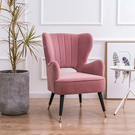 MEUBLER DESIGN Fauteuil Design Pied Effet Laiton Trendy - Rose, Tissu, Bois, Métal, Style Art Déco, 73 X 67 X 91 Cm - Rose 5 MEUBLER DESIGN Fauteuil Design Pied Effet Laiton Trendy - Rose, Tissu, Bois, Métal, Style Art Déco, 73 X 67 X 91 Cm - Rose – Image 3