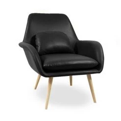 MEUBLER DESIGN Fauteuil Scandinave Simili Cuir Zapa - Polyuréthane Noir, Bois MDF, Style Scandinave, 79 X 77 X 85 Cm - PU Noir -Pas Cher Fauteuil Magasin 36346607 2