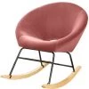 MEUBLER DESIGN Fauteuil À Bascule Design Lisa - Velours Rose, Métal, Bois MDF, Style Scandinave, 77 X 74 X 74 Cm - Velours Rose -Pas Cher Fauteuil Magasin 36346778 1