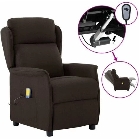 Fauteuil Inclinable électrique De Massage Tissu Marron Foncé VidaXL 3 Fauteuil Inclinable électrique De Massage Tissu Marron Foncé VidaXL