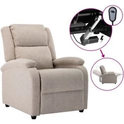 Fauteuil TV Inclinable électrique Tissu Crème VidaXL