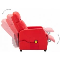 Fauteuil Inclinable électrique De Massage Similicuir Rouge VidaXL -Pas Cher Fauteuil Magasin 36350273 4