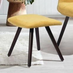 MEUBLES COSY Ensemble De Fauteuil Et Pouf - Chaise De Canapé ＆ Repose - Pieds En Bois De Hêtre Avec Soft Tissu Cover,Repose-Pieds Rembourré,JAUNE - JAUNE -Pas Cher Fauteuil Magasin 36558796 4