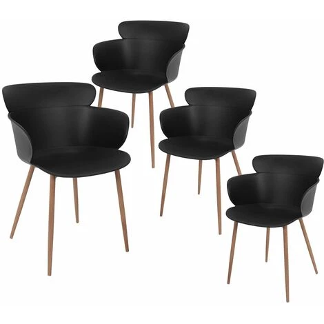 ALTOBUY MALYA - Lot De 4 Fauteuils Scandinaves Noirs - Noir 3 ALTOBUY MALYA - Lot De 4 Fauteuils Scandinaves Noirs - Noir