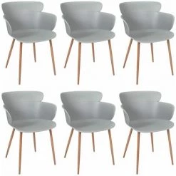 ALTOBUY MALYA - Lot De 6 Fauteuils Scandinaves Gris - Gris