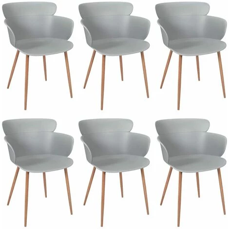 ALTOBUY MALYA - Lot De 6 Fauteuils Scandinaves Gris - Gris 3 ALTOBUY MALYA - Lot De 6 Fauteuils Scandinaves Gris - Gris