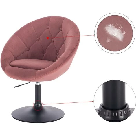 HELLOSHOP26 Fauteuil Chaise Longue Avec Accoudoirs En Velours Rose - Rose 5 HELLOSHOP26 Fauteuil Chaise Longue Avec Accoudoirs En Velours Rose - Rose – Image 3