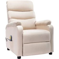 TRUE DEAL Fauteuil Inclinable De Massage Crème Tissu -Pas Cher Fauteuil Magasin 36774706 2