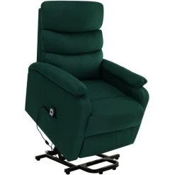 TRUE DEAL Fauteuil Inclinable De Massage Vert Foncé Tissu