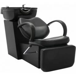 VidaXL Chaise De Salon Avec Lavabo Noir Similicuir - Noir