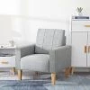 Fauteuil-Chaise Moderne En Tissu à Dossier Bas, Canapé 1 Place Avec Pieds, Structure En Bois Massif, Gris Clair-Meerveil -Pas Cher Fauteuil Magasin 36802870 1