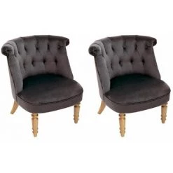 ATMOSPHERA, CRATEUR D'INTRIEUR Lot De 2 Fauteuils En Velours "Crapaud" 72cm Gris