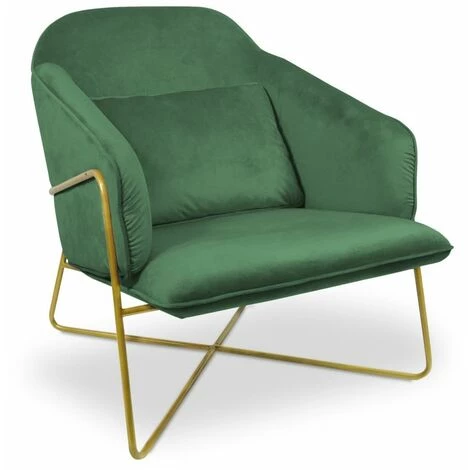 Paris Prix - Fauteuil Design En Velours "starlight" 88cm Vert 3 Paris Prix - Fauteuil Design En Velours "starlight" 88cm Vert