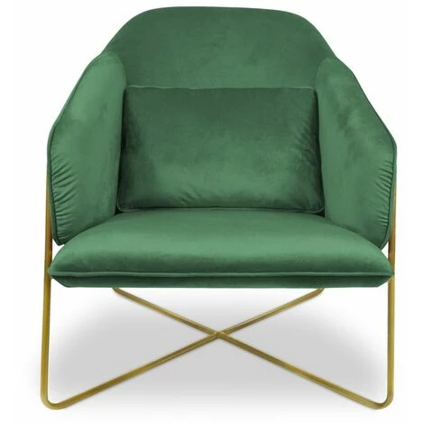 Paris Prix - Fauteuil Design En Velours "starlight" 88cm Vert 4 Paris Prix - Fauteuil Design En Velours "starlight" 88cm Vert – Image 2