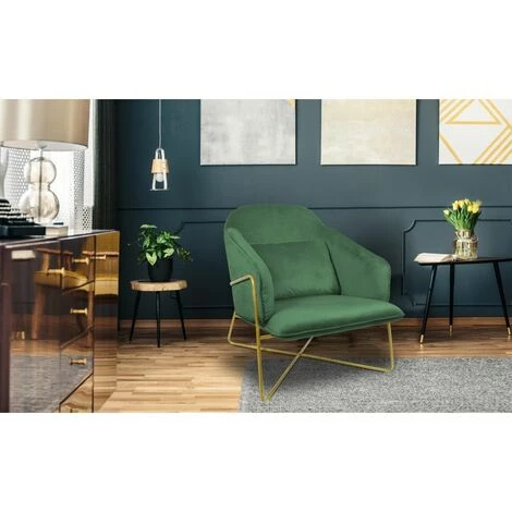 Paris Prix - Fauteuil Design En Velours "starlight" 88cm Vert 7 Paris Prix - Fauteuil Design En Velours "starlight" 88cm Vert – Image 5