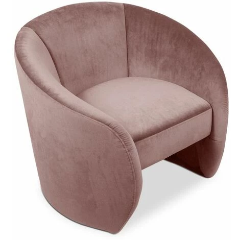 Paris Prix - Fauteuil En Velours Design "arrondi" 84cm Rose 3 Paris Prix - Fauteuil En Velours Design "arrondi" 84cm Rose