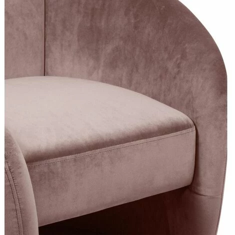 Paris Prix - Fauteuil En Velours Design "arrondi" 84cm Rose 7 Paris Prix - Fauteuil En Velours Design "arrondi" 84cm Rose – Image 5
